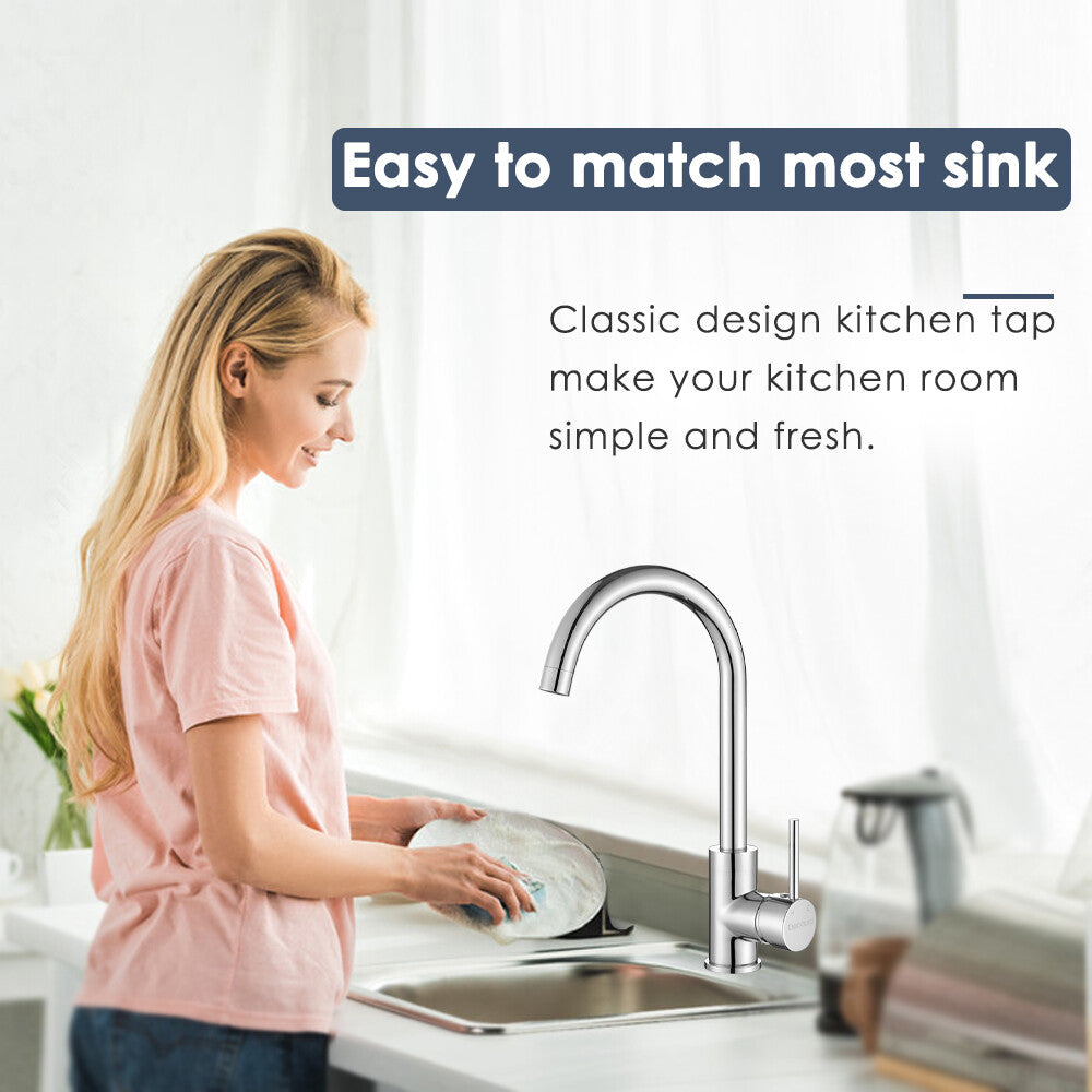 Decaura Kitchen Mixer Tap Sink Taps Laundry Faucet Chrome Swivel Gooseneck