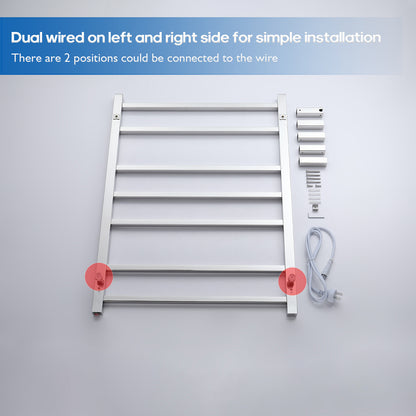 Decaura Wall Mounted Heated Towel Rail 7 Bars 304 Stainless Steel Round/Square