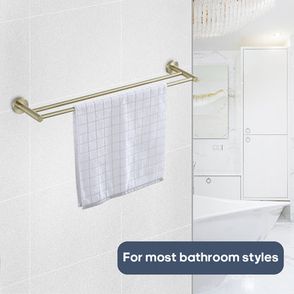 Brushed Gold Set Toilet Paper Holder Towel Rail Rack Shelf Robe Hooks Bathroom