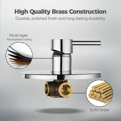 Simplus Brass Shower Mixer Tap Hot Cold Round Bath Shower Mixer Watermark Chrome