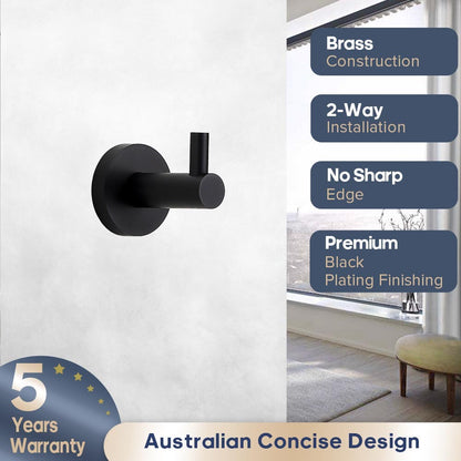 Decaura Towel Rail Racks 600mm/750mm Toilet Paper Roll Holder Hooks Holder Black