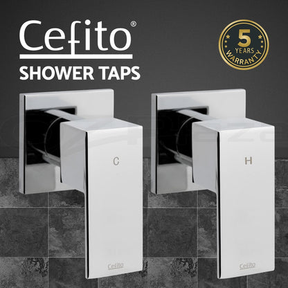 Cefito Shower Tap Bath Twin Taps Hot Cold Wall Basin Sink Vanity Brass Silver