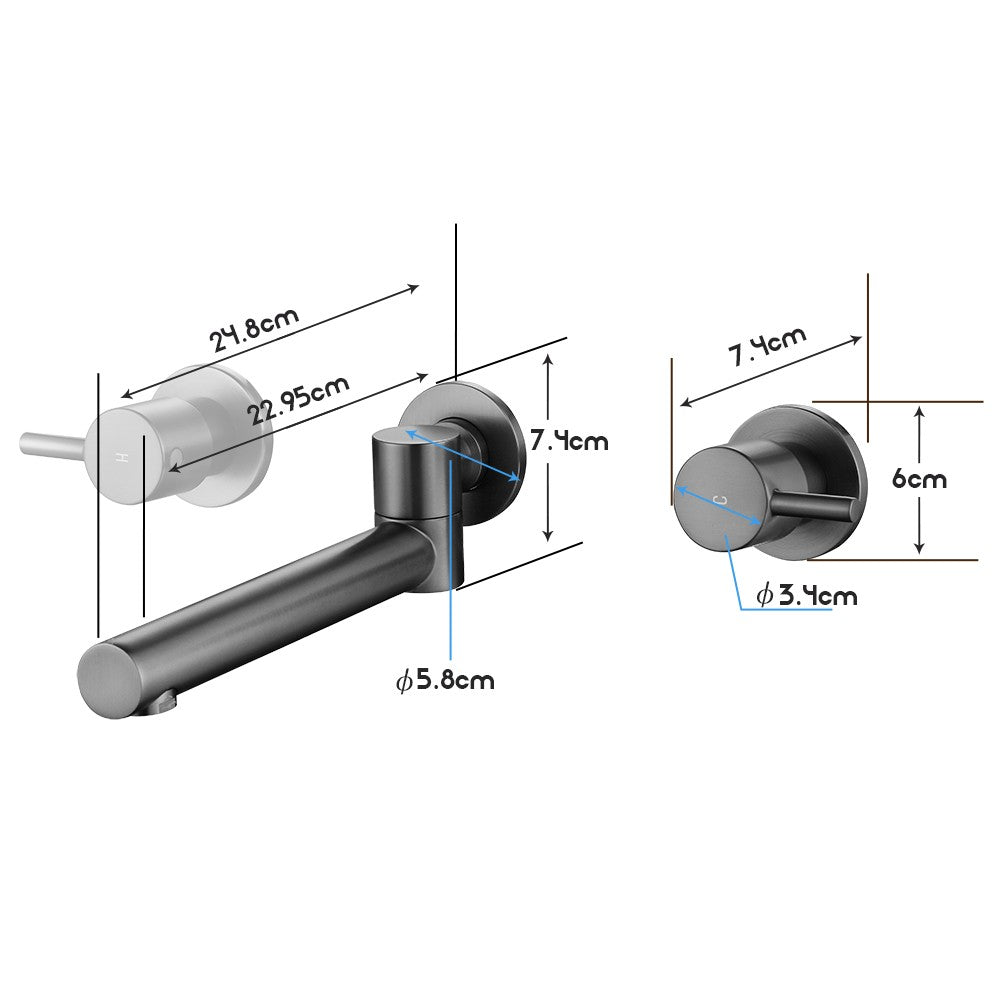 Decaura Bath Spout Wall Water Spout Basin Shower Mixer Taps Tapware Set Bathroom
