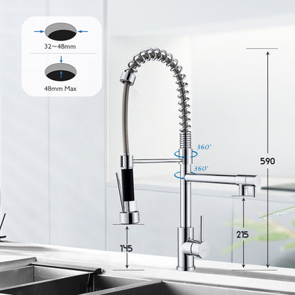 Decaura 590mm Tall Kitchen Sink Mixer Tap Pull Down 2-Way Water Outlet Swivel