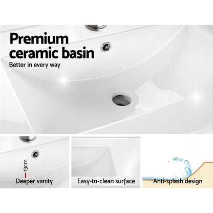 Cefito Vanity Unit 600mm Basin Bathroom Cabinet Storage Wall Hung Sink Oak