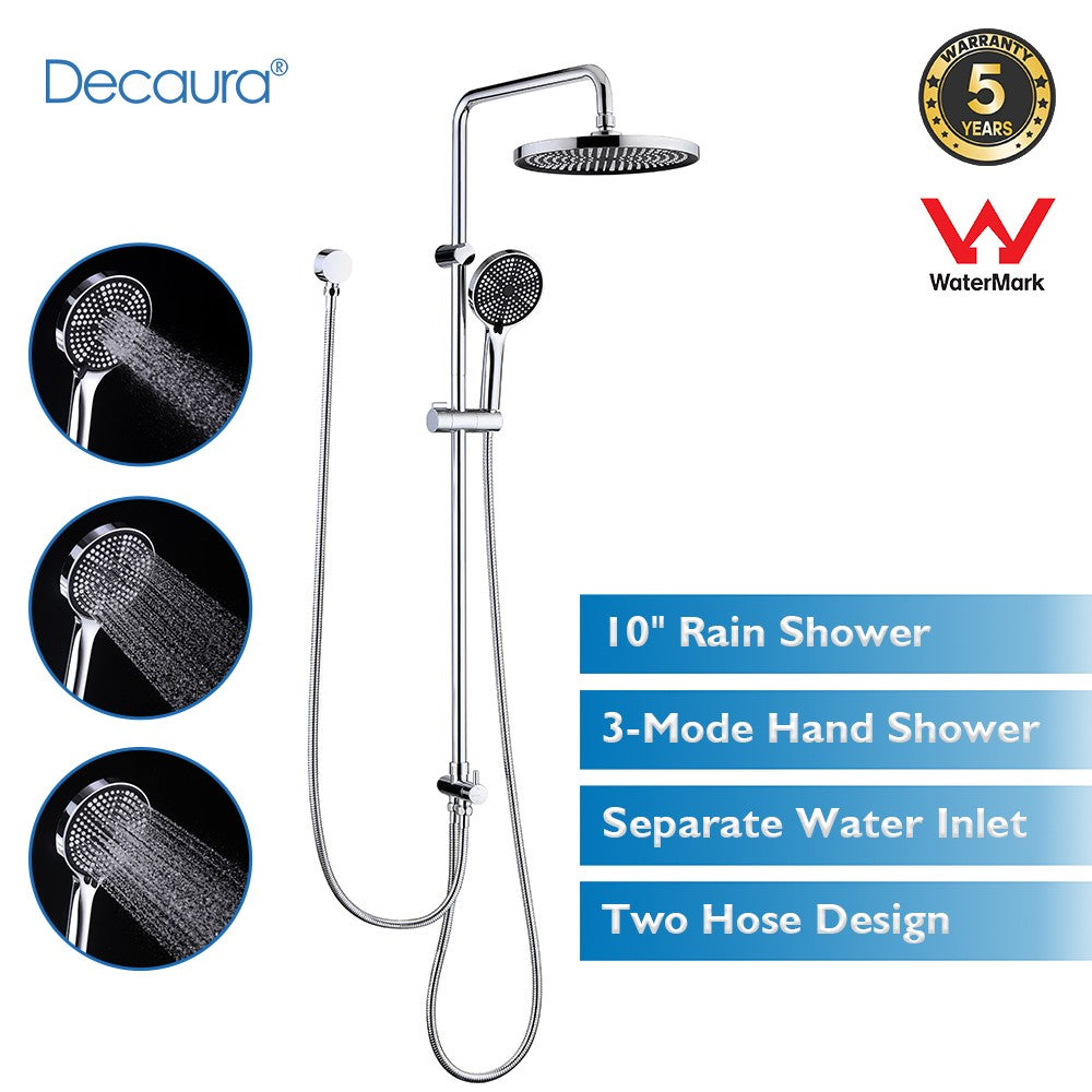 Decaura 8" 9" 10" Rain Shower Head Set Separate Water Inlet Wall Mixer Taps