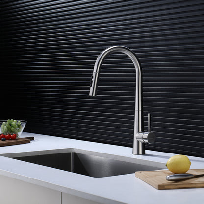 Decaura Kitchen Sink Mixer Tap Faucet Pull Out 3-Mode Metal Spray Head Stainless