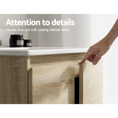 Cefito Vanity Unit 600mm Basin Bathroom Cabinet Storage Wall Hung Sink Oak