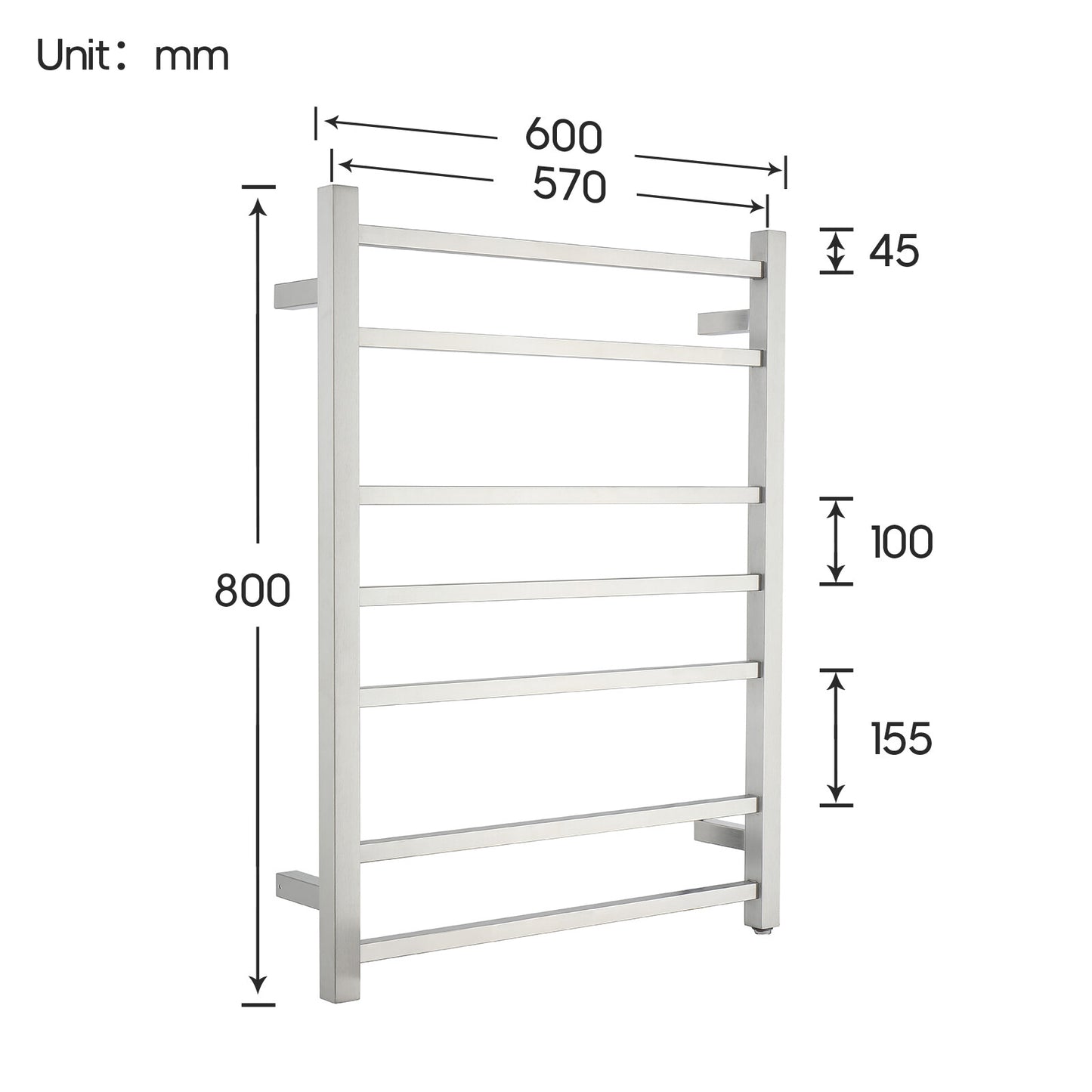 Decaura Heated Towel Rail Rack 304 Stainless Steel Freestanding/Wall Mounted