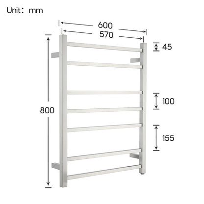 Decaura Heated Towel Rail Rack 304 Stainless Steel Freestanding/Wall Mounted