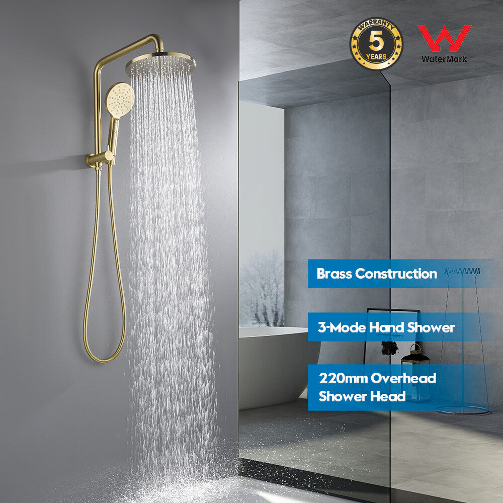 Decaura 9" or 10" Shower Head Set Gooseneck Chrome Black Golden Wall Shower Taps
