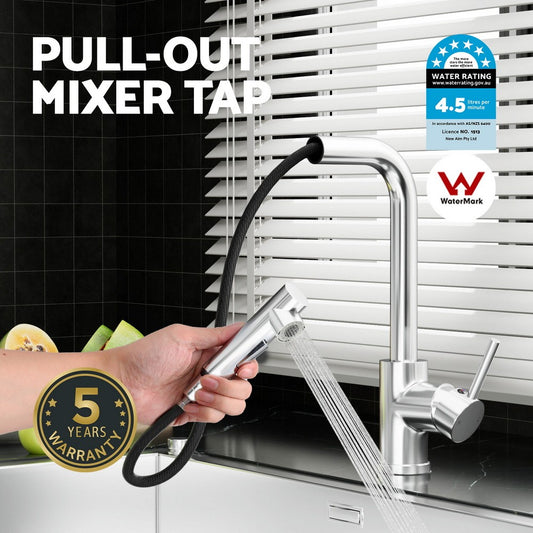 Cefito Kitchen Mixer Tap Pull Out Rectangle 2 Mode Sink Basin Faucet WELS Chrome