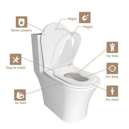AQUATIZ Blue D-Shaped Family Toilet Seat with Built-in Potty Training Seat