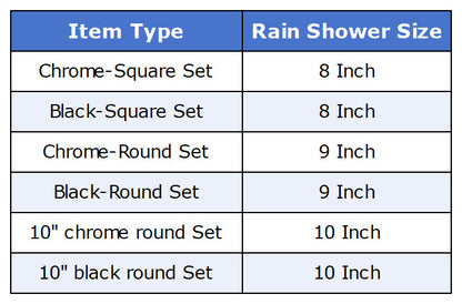 Decaura 8" 9" 10" Rain Shower Head Set Separate Water Inlet Wall Mixer Taps