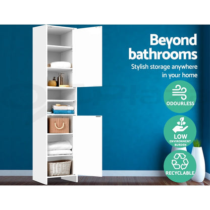 Artiss Bathroom Cabinet Storage 185cm White Tallboy Furniture Toilet Cupboard