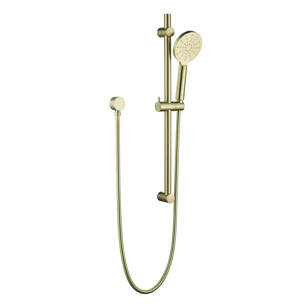 Decaura Brushed Gold Hand Held Shower Head on Sliding Rail Set Adjustable