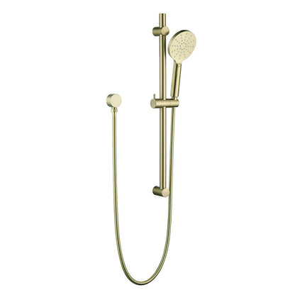 Decaura Brushed Gold Hand Held Shower Head on Sliding Rail Set Adjustable