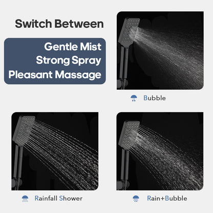 Decaura 10" Rain Shower Head Set Black Square Rail Shower with Overhead
