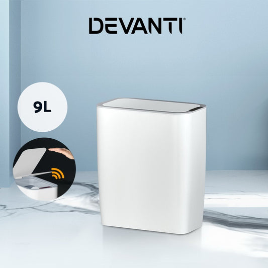Devanti 9L Motion Sensor Bin Rubbish Automatic Trash Can Kitchen White
