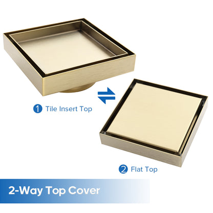 Decaura Shower Floor Waste Tile Insert Brushed Gold Square 80mm Outlet Stainless