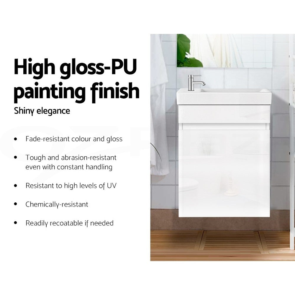Cefito Vanity Unit 400mm Basin Bathroom Cabinet Storage Wall Hung Sink White