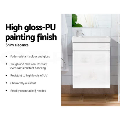 Cefito Vanity Unit 400mm Basin Bathroom Cabinet Storage Wall Hung Sink White