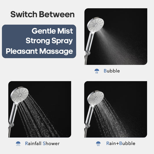 WELS Hand Held Shower Head Set Chrome 3-Mode Spray Wall Elbow 1.5m Flexible Hose