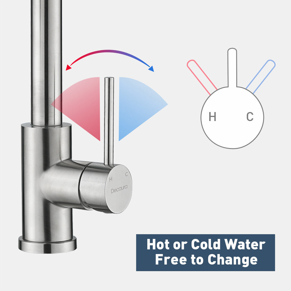 Decaura Kitchen Mixer Tap pull out Brushed Nickel 360° Swivel 2-Mode Spray