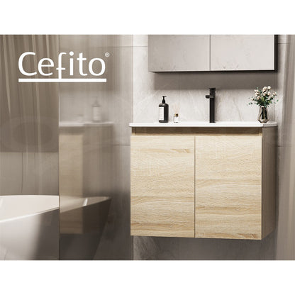Cefito Vanity Unit 600mm Basin Bathroom Cabinet Storage Wall Hung Sink Oak