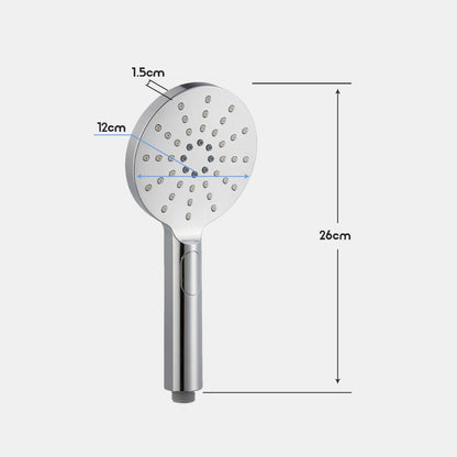WELS Round Hand Held Shower Head+1.5m Shower Hose 3-Mode Spray Chrome
