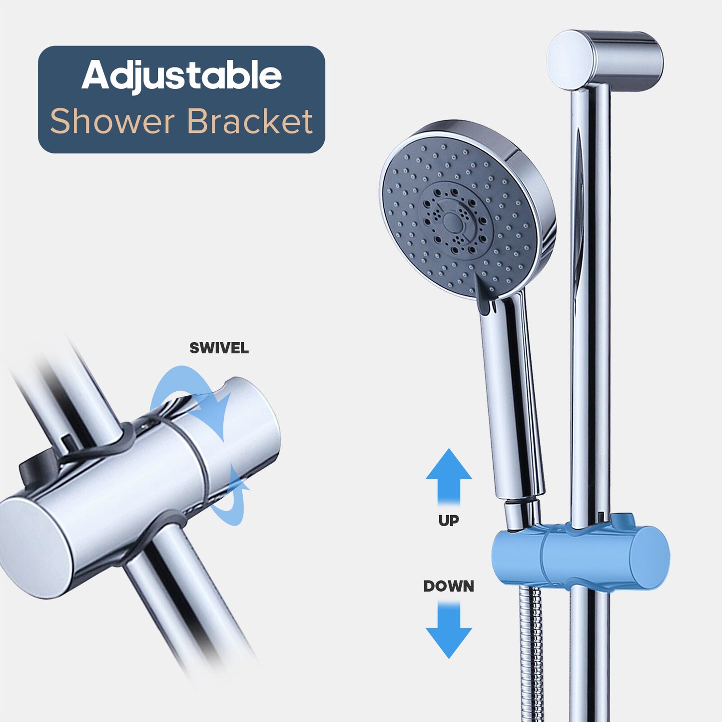 Decaura Hand Held Shower Head on Sliding Rail with Soap Holder Chrome Bathroom