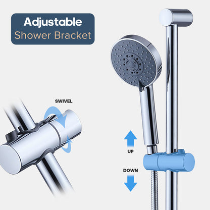 Decaura Hand Held Shower Head on Sliding Rail with Soap Holder Chrome Bathroom