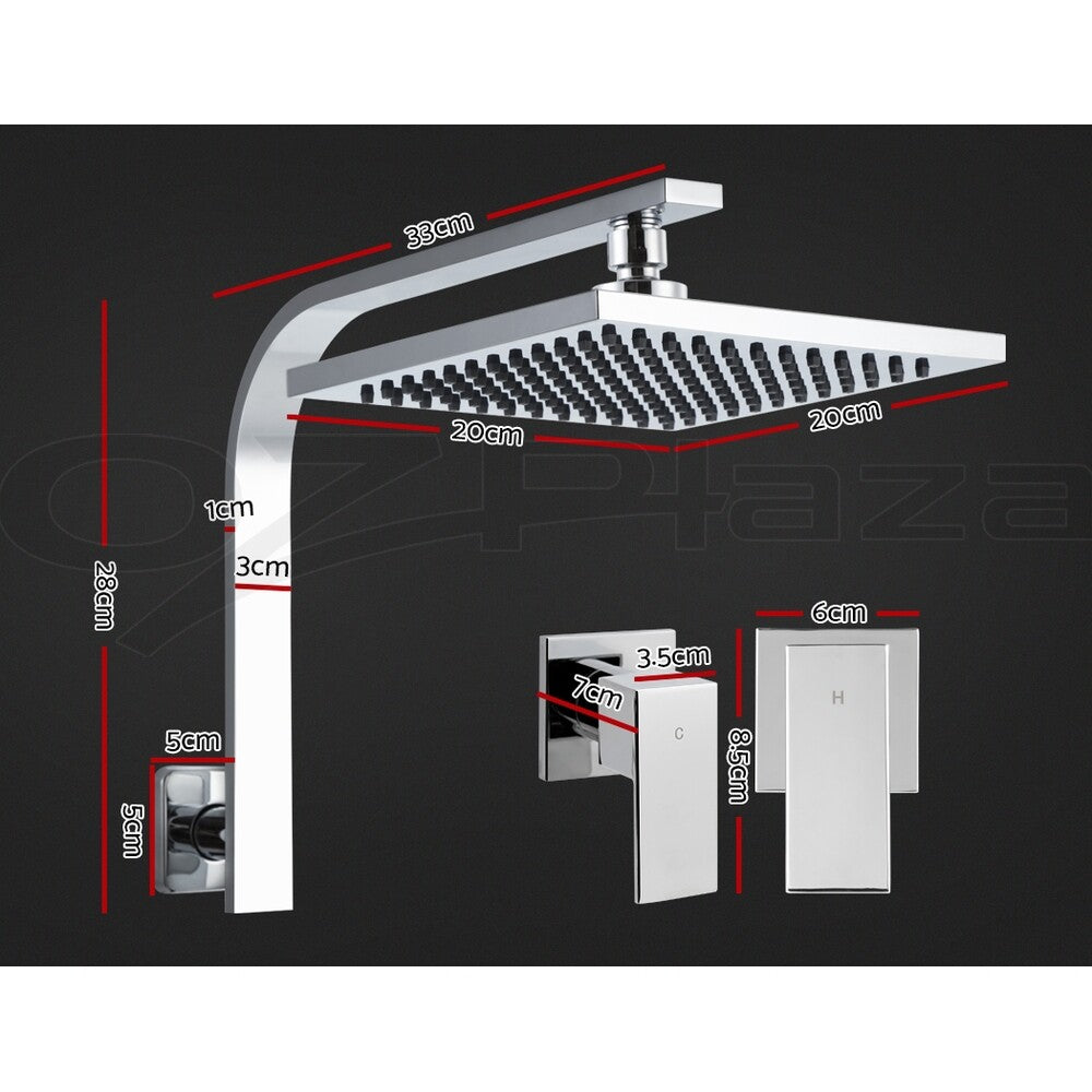 Cefito 8'' Rain Shower Head Taps Square High Pressure Wall Arm Chrome
