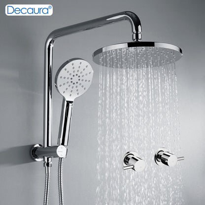 Decaura 9" or 10" Shower Head Set Gooseneck Chrome Black Golden Wall Shower Taps