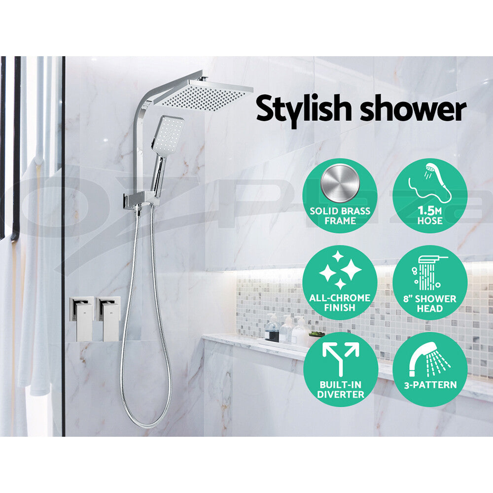 Cefito 8'' Rain Shower Head Taps Square Handheld High Pressure Wall Chrome