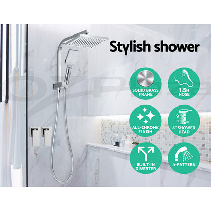 Cefito 8'' Rain Shower Head Taps Square Handheld High Pressure Wall Chrome
