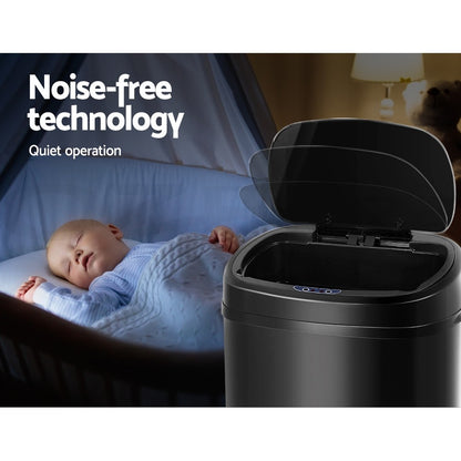 Devanti 58L Motion Sensor Bin Rubbish Automatic Trash Can Kitchen Black