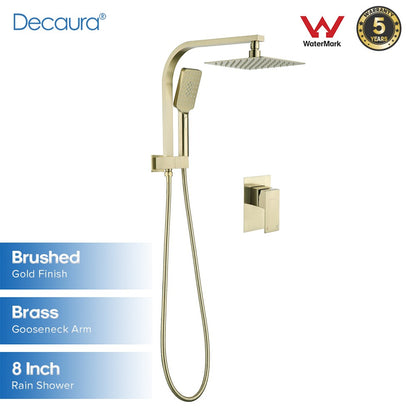 Decaura 8" Rain Shower Head Set 2 in 1 System Wall Tapware Shower Taps Square