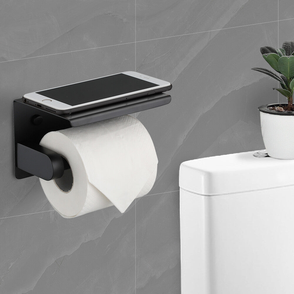 Decaura Towel Rail Racks 600mm/750mm Toilet Paper Roll Holder Hooks Holder Black