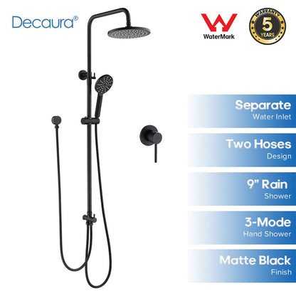 Decaura 8" 9" 10" Rain Shower Head Set Separate Water Inlet Wall Mixer Taps