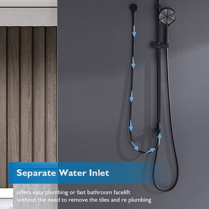 Decaura 10" Rain Shower Head Set Black with Separate Water Inlet Elbow
