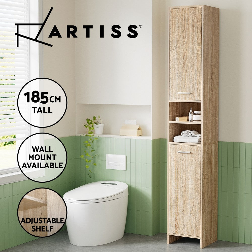 Artiss Bathroom Cabinet Storage 185cm Wooden Tallboy Furniture Toilet Cupboard
