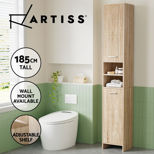 Artiss Bathroom Cabinet Storage 185cm Wooden Tallboy Furniture Toilet Cupboard