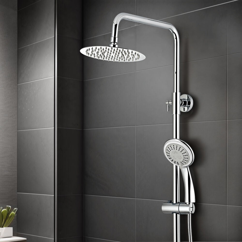 Simplus 8" Rain Shower Head Set Round Gooseneck Shower Arm Wall Mounted Chrome