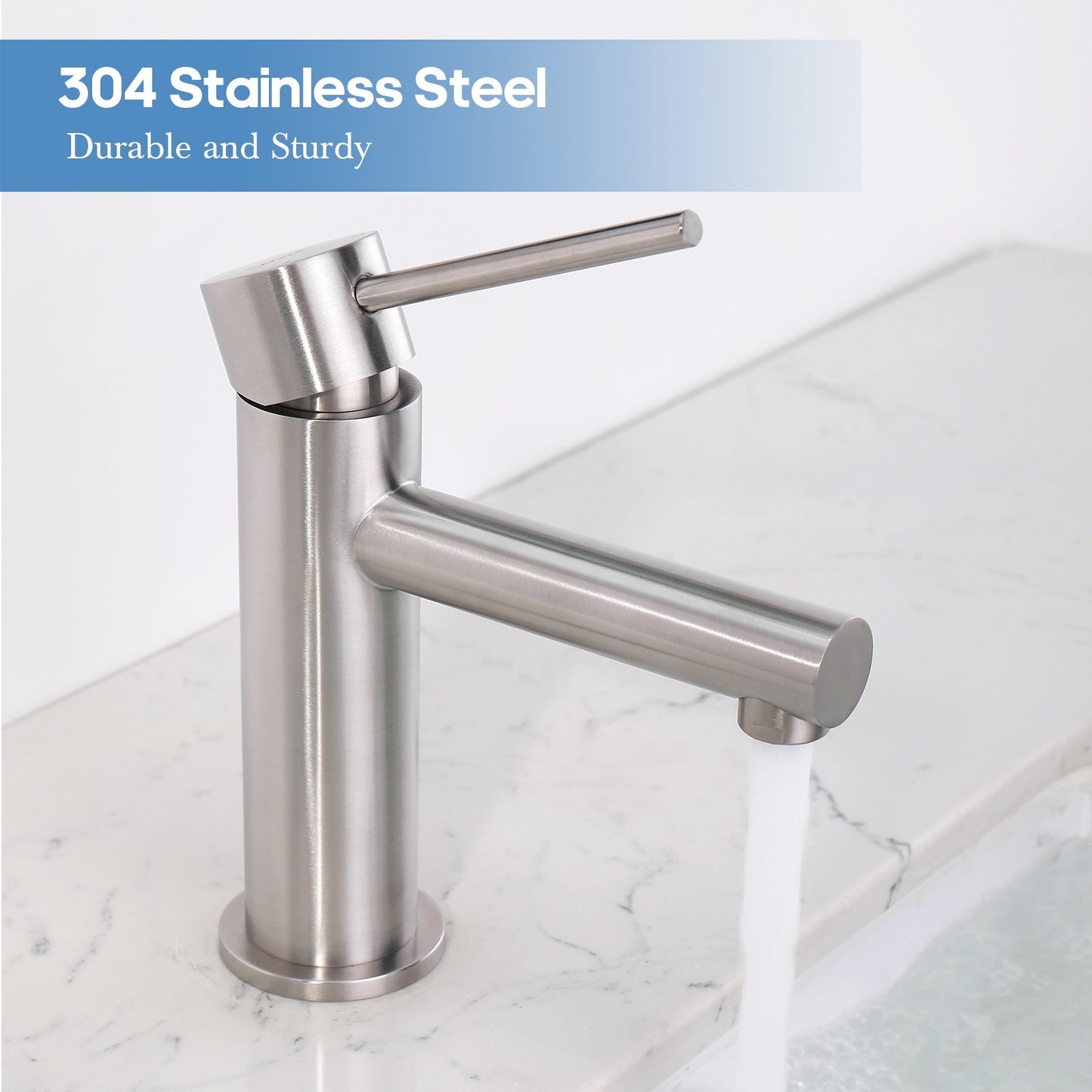 Decaura small Bathroom Basin Mixer Tap Round Taps Brushed Nickel Vanity Faucet