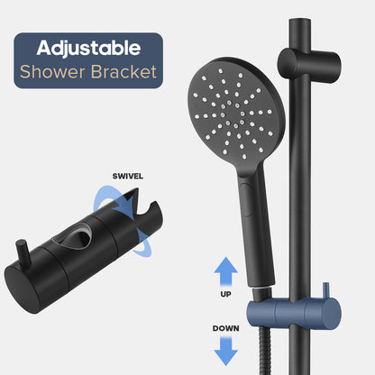 Decaura 3-Mode Hand Held Shower Head on sliding Rail Bar Matte Black Bathroom