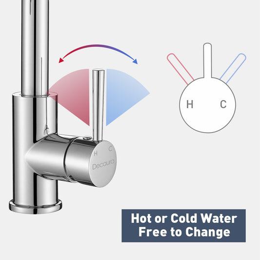 Decaura Kitchen Mixer Tap Pull Out Chrome Sink Faucet 360° Swivel Gooseneck Arm