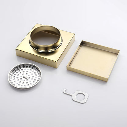 Decaura Shower Grate Drain Bathroom Floor Drain Brushed Gold Tile Insert 304SUS