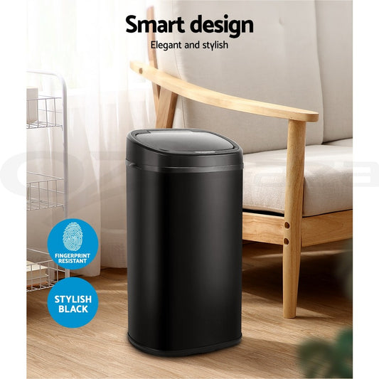 Devanti 58L Motion Sensor Bin Rubbish Automatic Trash Can Kitchen Black