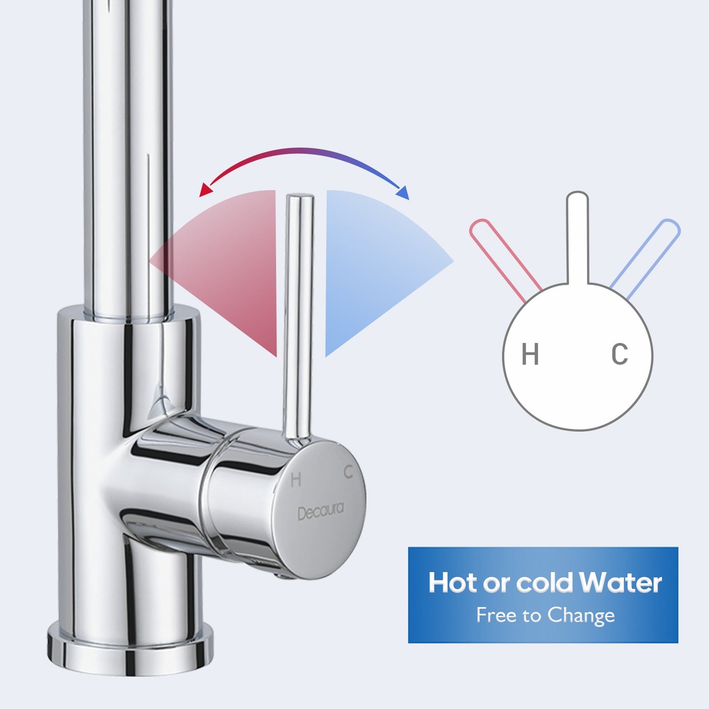Decaura Kitchen Tap Pull Out 3-Mode Spray Head Chrome Sink Mixer Tap 360° Swivel